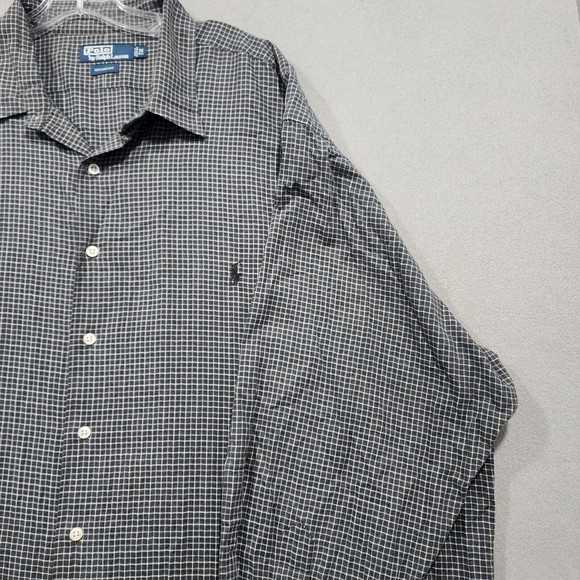 Polo Ralph Lauren Shirt Mens 3XB Black White Chekcer 100% Cotton Black Pony Vtg - Picture 6 of 16
